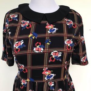 Iska London Floral and Plaid Print Skater Dress